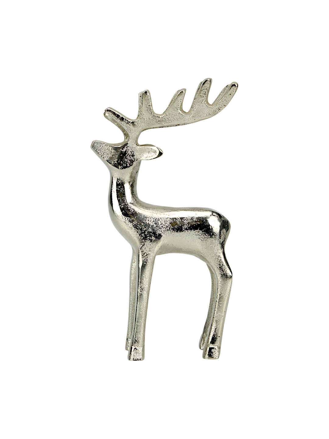 Hind Decor Standing Deer Silver Metal Metallic Living Room Hand-Crafted Small Showpiece - 7.9 Inches