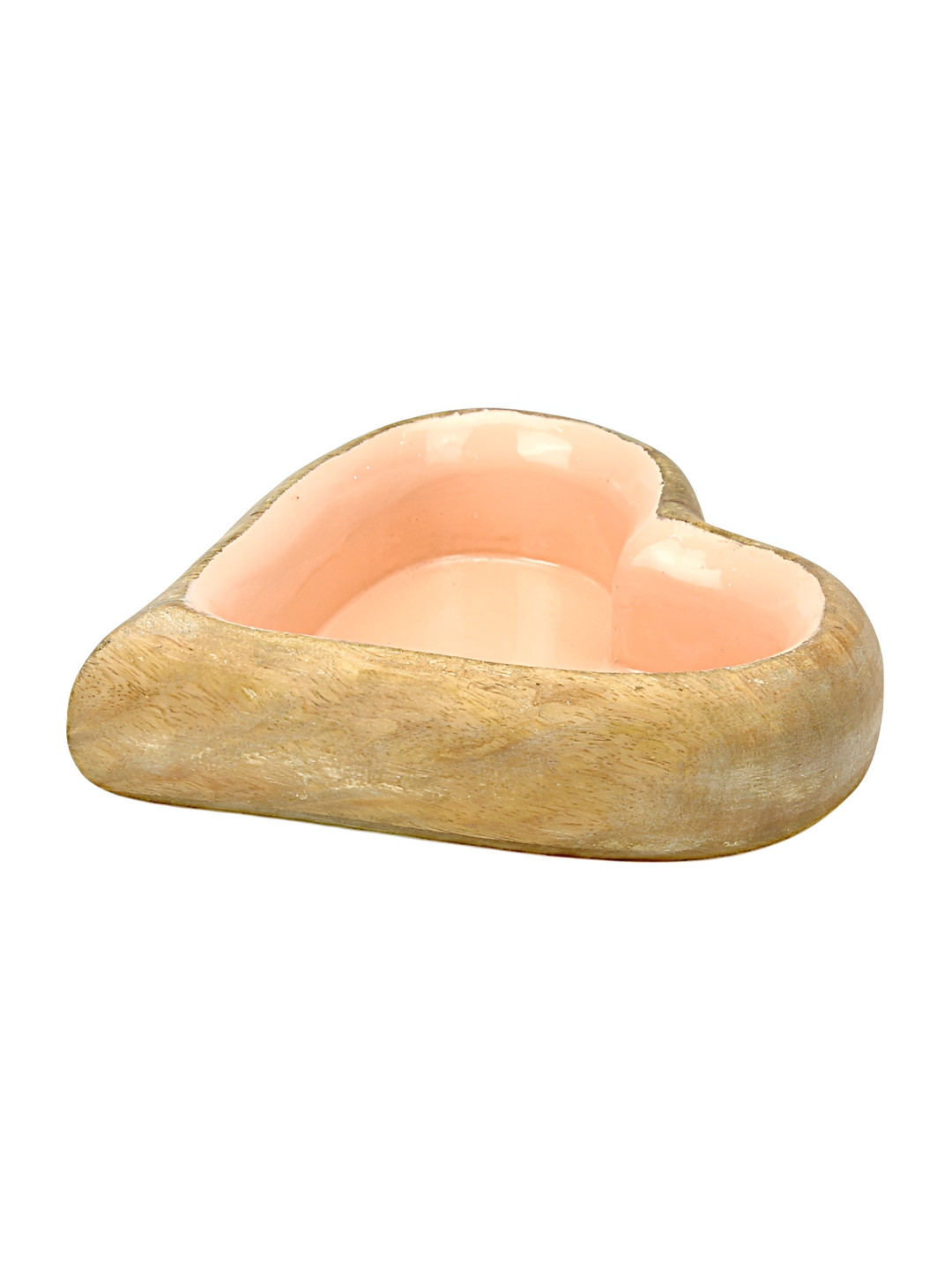 Hind Decor Peach-Coloured & Beige Heart-Shaped Glossy Decorative Bowl