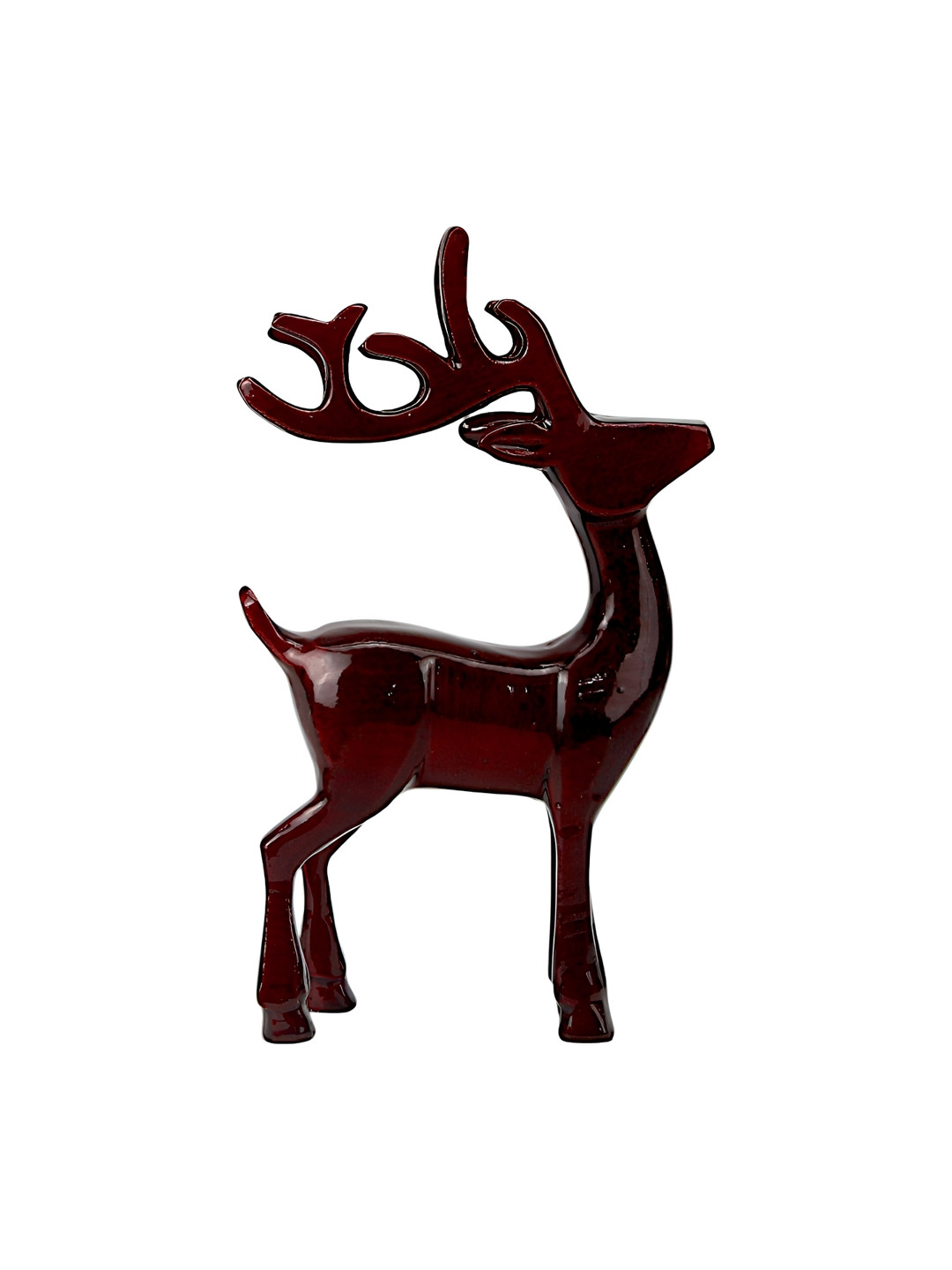 Hind Decor Reindeer Red Metal Metallic Living Room Hand-Crafted Small Showpiece - 8.3 Inches
