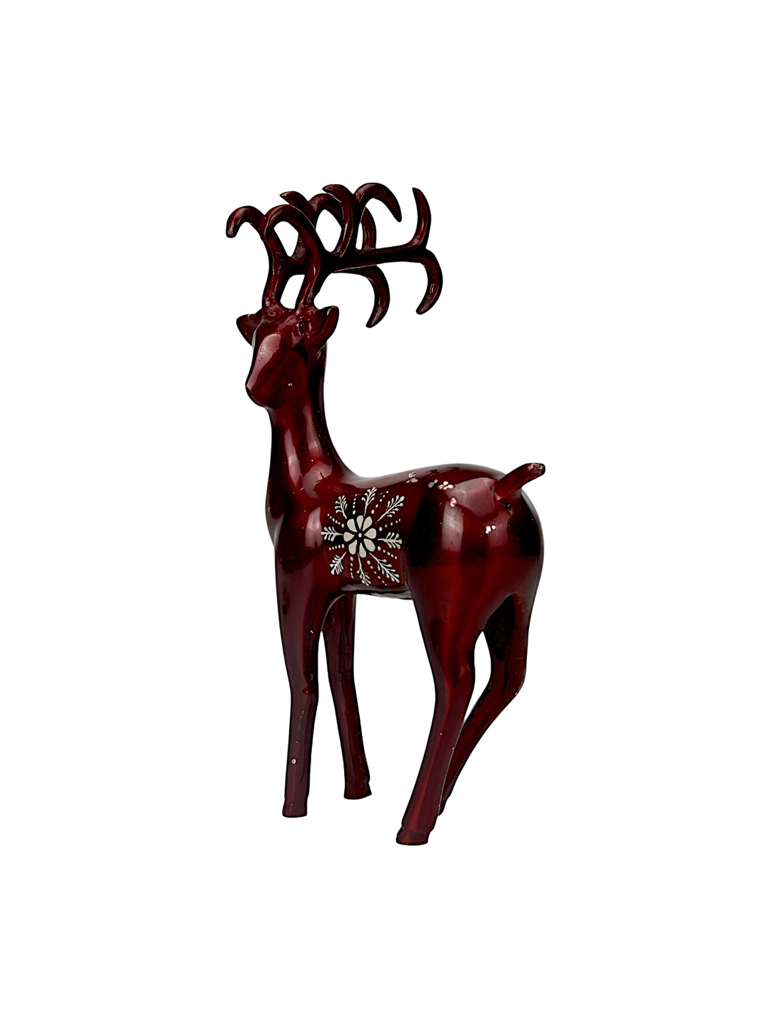 Hind Decor Long Horn Minimalistic Reindeer Red Aluminium Metallic Living Room Medium Showpiece - 4.7 Inches