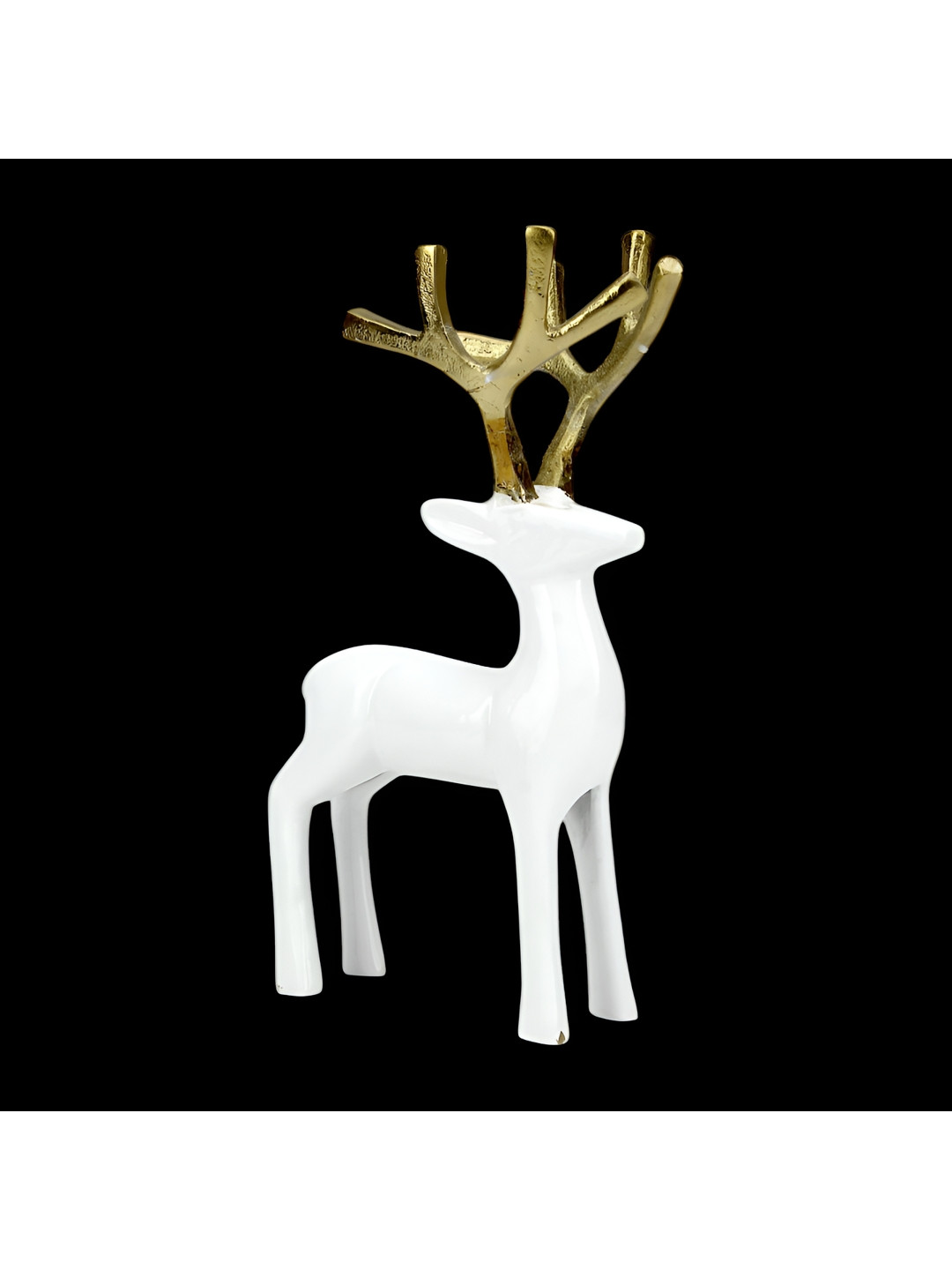Hind Decor Reindeer with Horns White Aluminium Metallic Living Room Medium Showpiece - 11 Inches