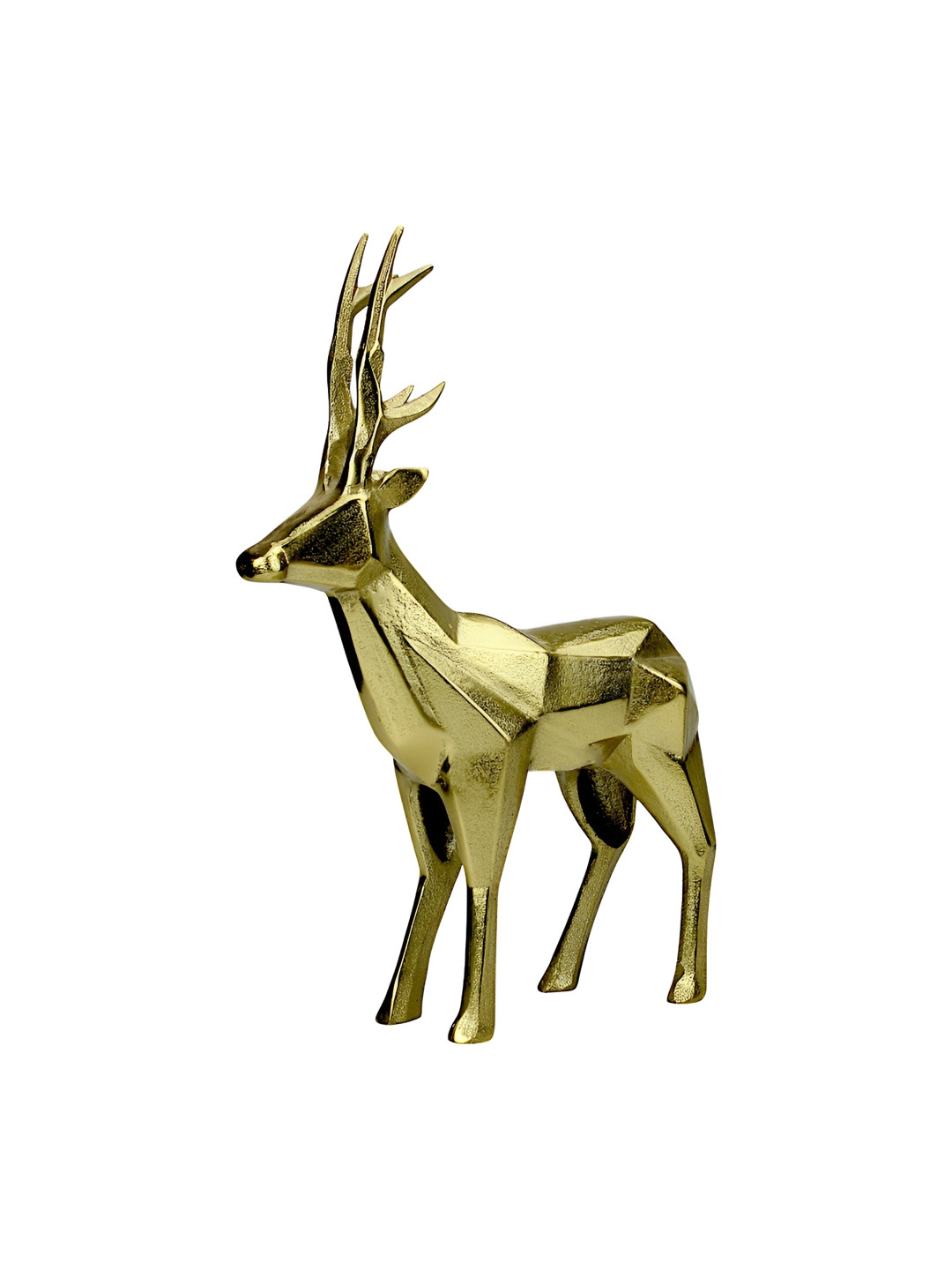 Hind Decor Christmas Deer Gold Aluminium Metallic Garden Hand-Crafted Large Showpiece - 15.7 Inches
