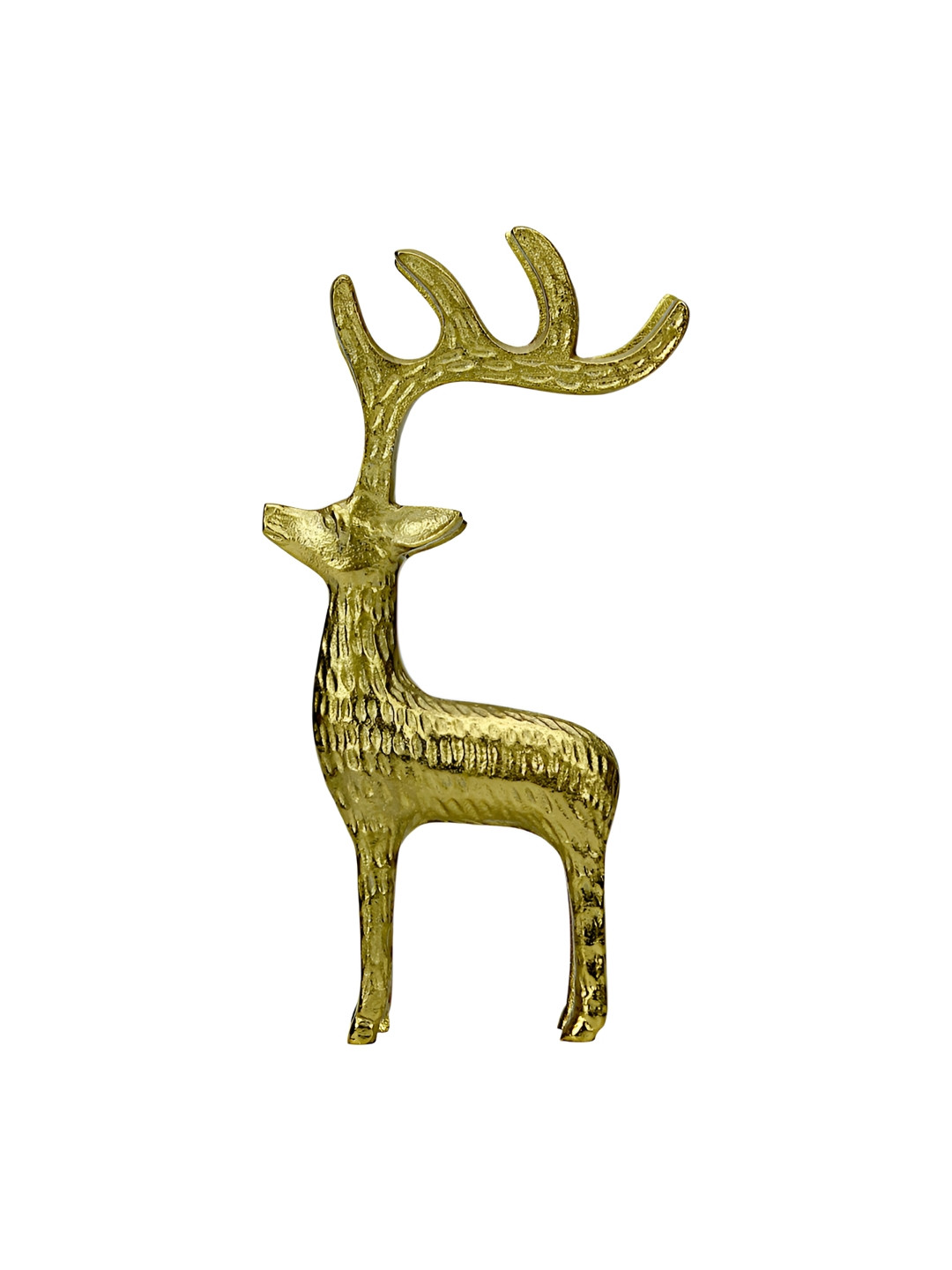 Hind Decor Minimalistic Standing Deer Gold Aluminium Metallic Living Room Hand-Crafted Medium Showpiece - 1.2 Inches