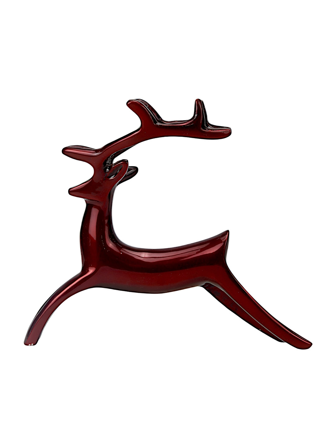 Hind Decor Reindeer Red Metal Metallic Living Room Hand-Crafted Small Showpiece - 7.1 Inches