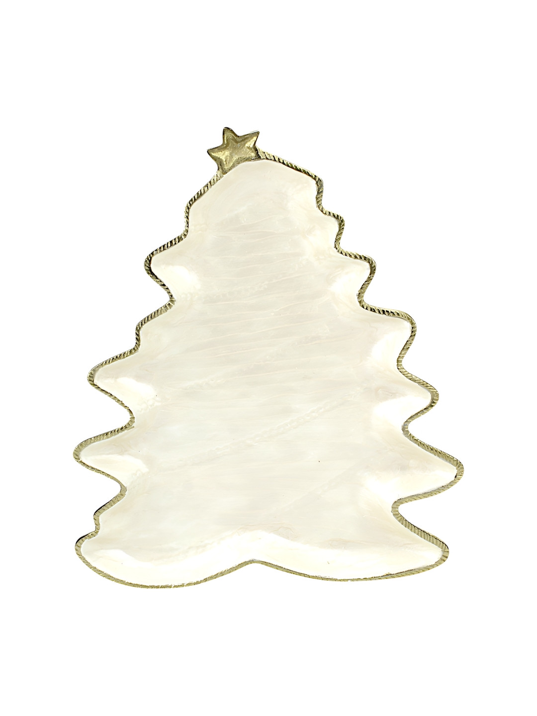 Hind Decor White & Gold Toned Handcrafted Decorative Bowl Showpiece
