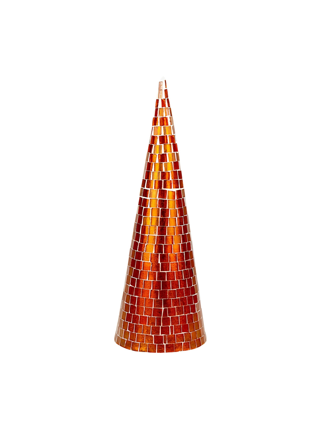Hind Decor Christmas Tree Cone Red Metal Metallic Living Room Hand-Crafted Medium Showpiece - 4.3 Inches