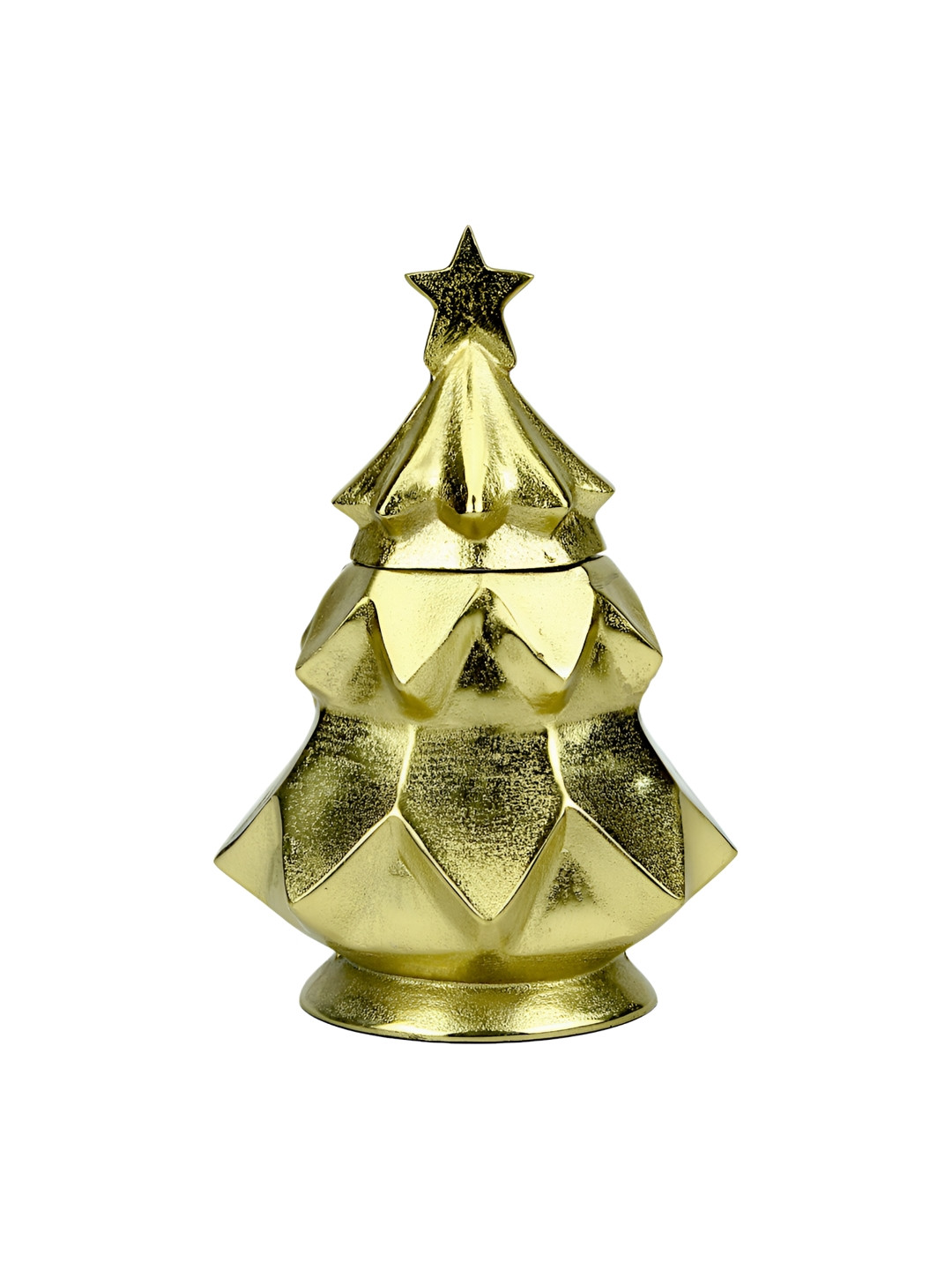 Hind Decor Gold-Toned Christmas Tree Shape Storage Box