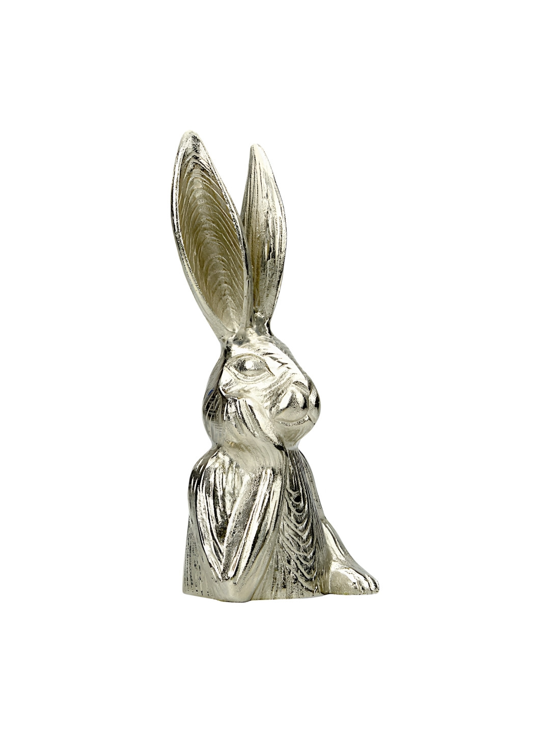 Hind Decor Thinking Bunny Silver Aluminium Metallic Living Room Hand-Crafted Medium Showpiece - 12.6 Inches