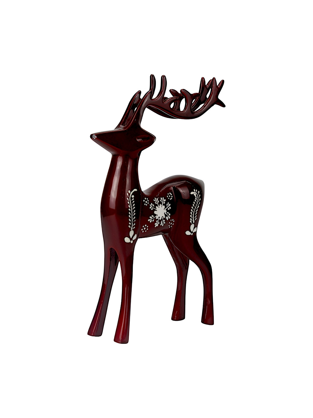 Hind Decor Long Horn Reindeer Red Aluminium Metallic Living Room Medium Showpiece - 2.8 Inches