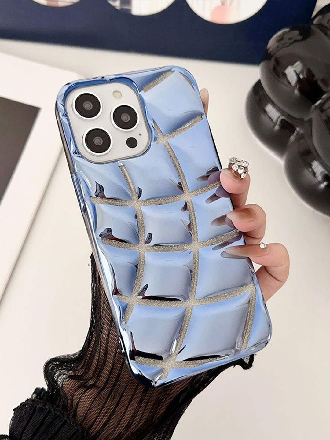 Luxury Kase LK142 Electroplated curved plaid Protective iPhone 12 Pro Max Back Case