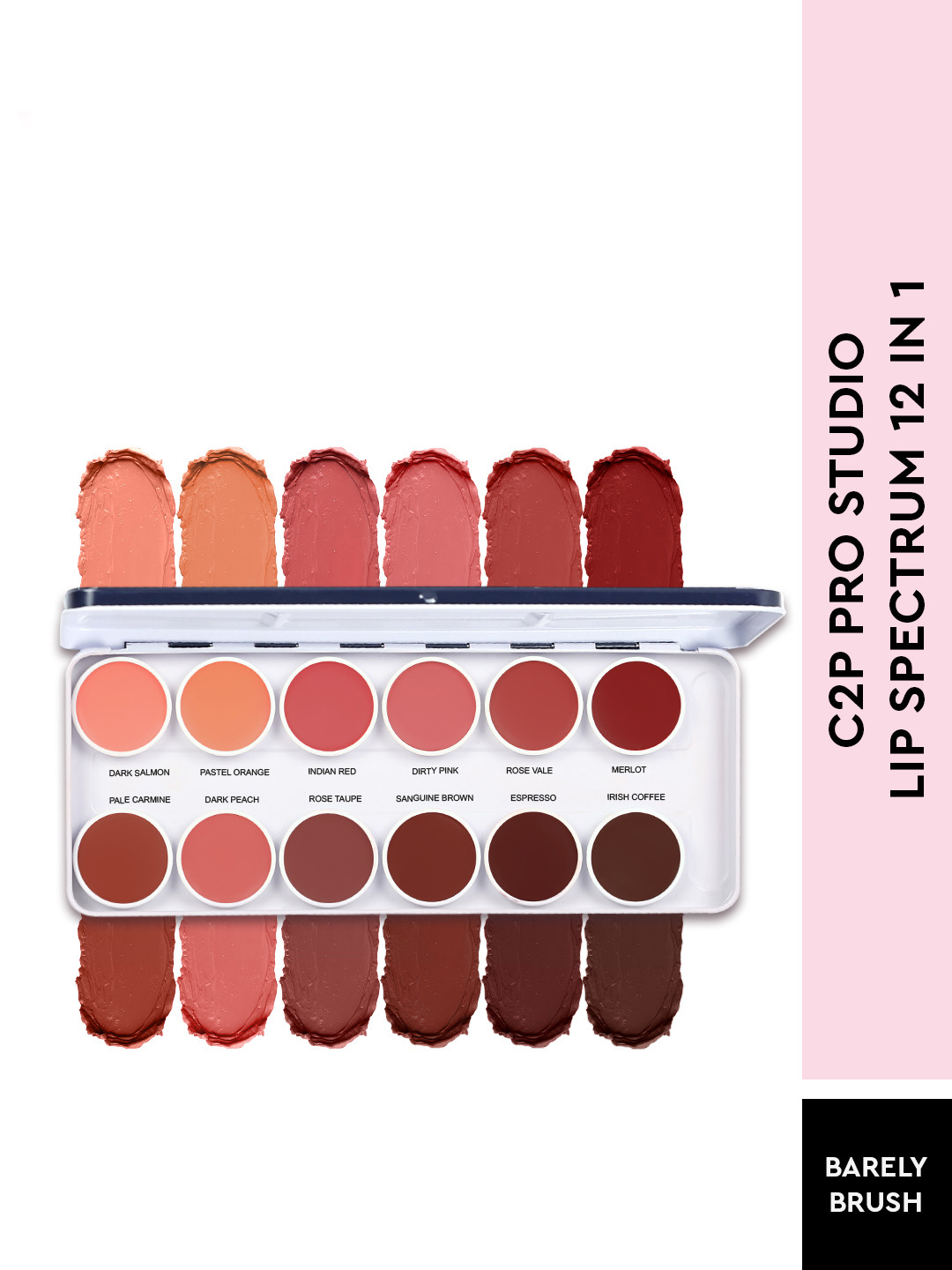 C2P PROFESSIONAL MAKEUP Waterproof Long Stay 12 in 1 Lipstick Palette - 42 g -Barely Brush