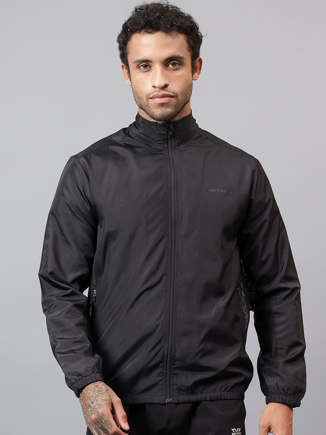 VECTOR X Men Mock Collar Solid Casual Bomber Windcheater Jacket