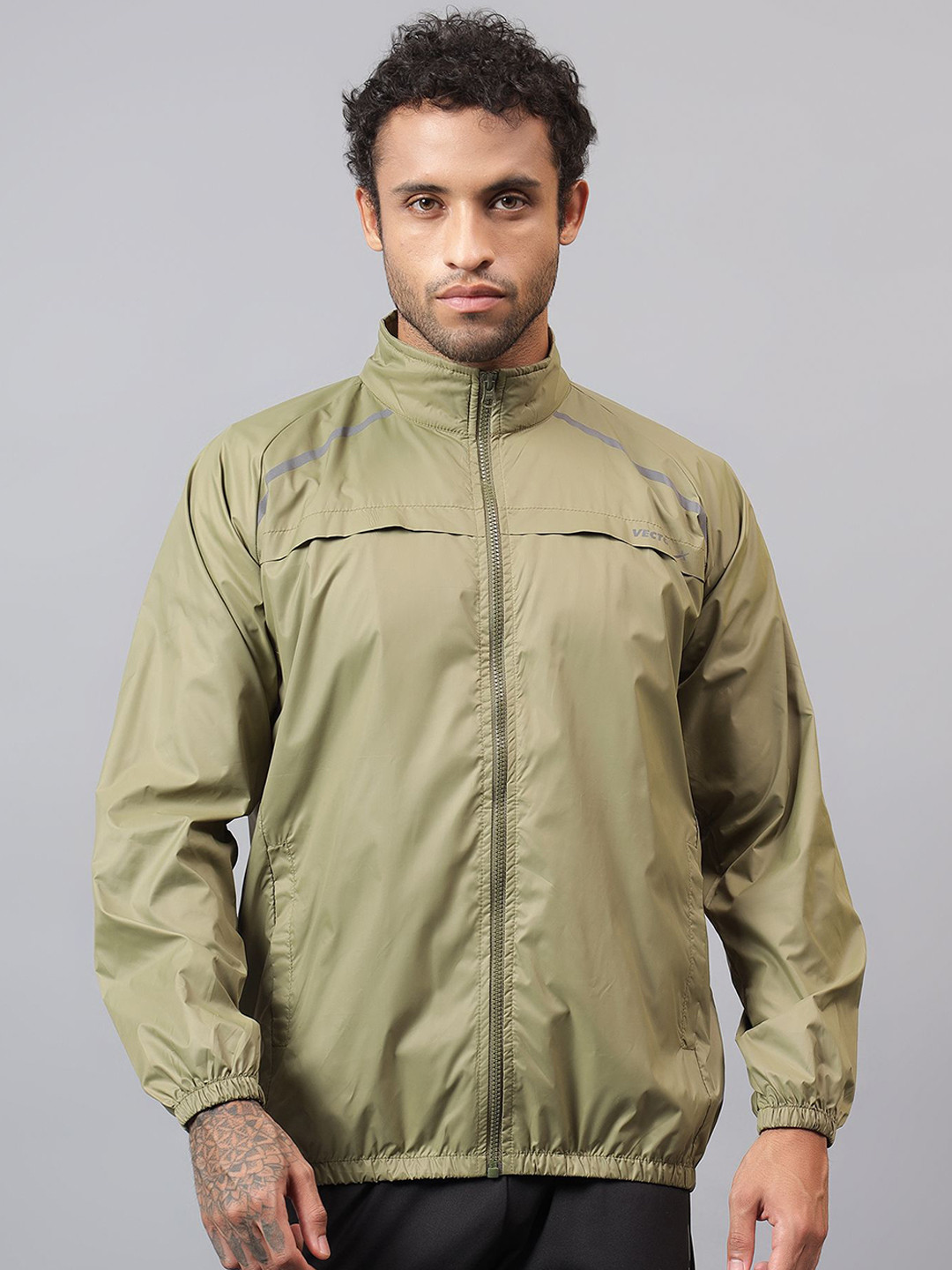 VECTOR X Men Mock Collar Solid Sports Windcheater Sporty Jacket