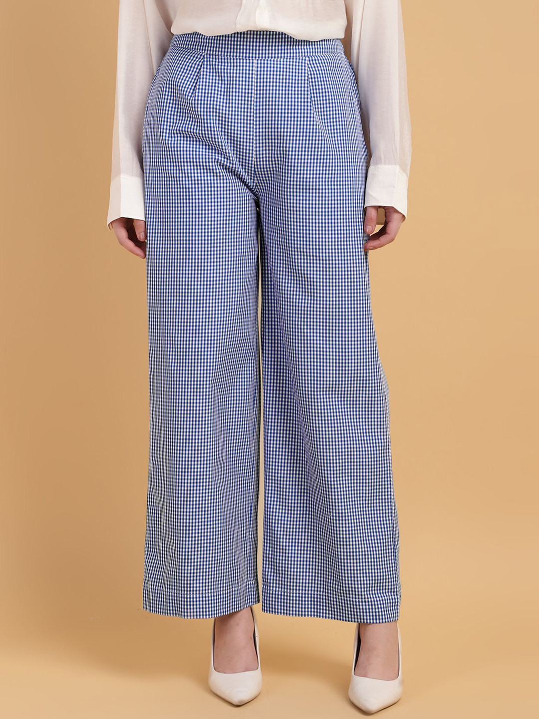 Sands of India Women Wide-Leg Loose Fit Cotton Parallel Trouser