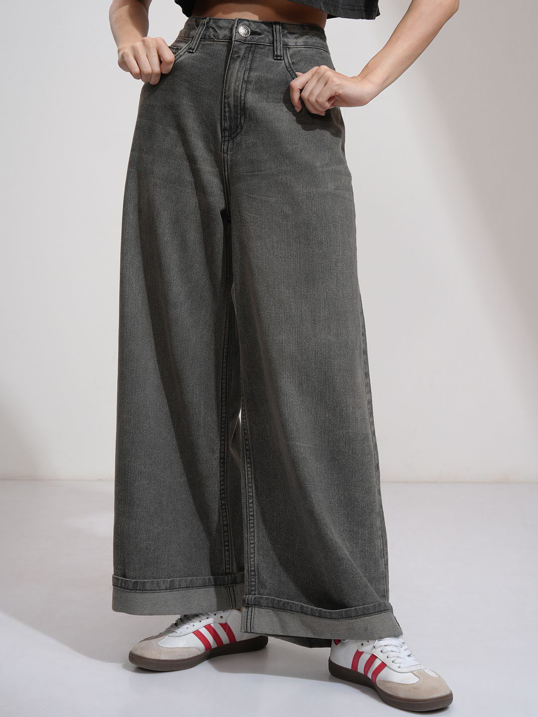 Tokyo Talkies Women High Rise Baggy Wide Leg Jeans