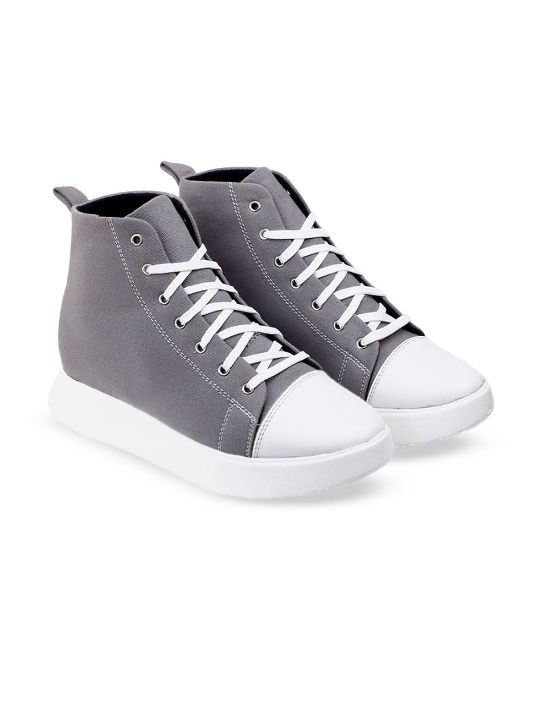 Bxxy Men 9.5 Cm Hidden Elevator Height Increasing Canvas Mid-Top Sneakers Lace-up Shoes