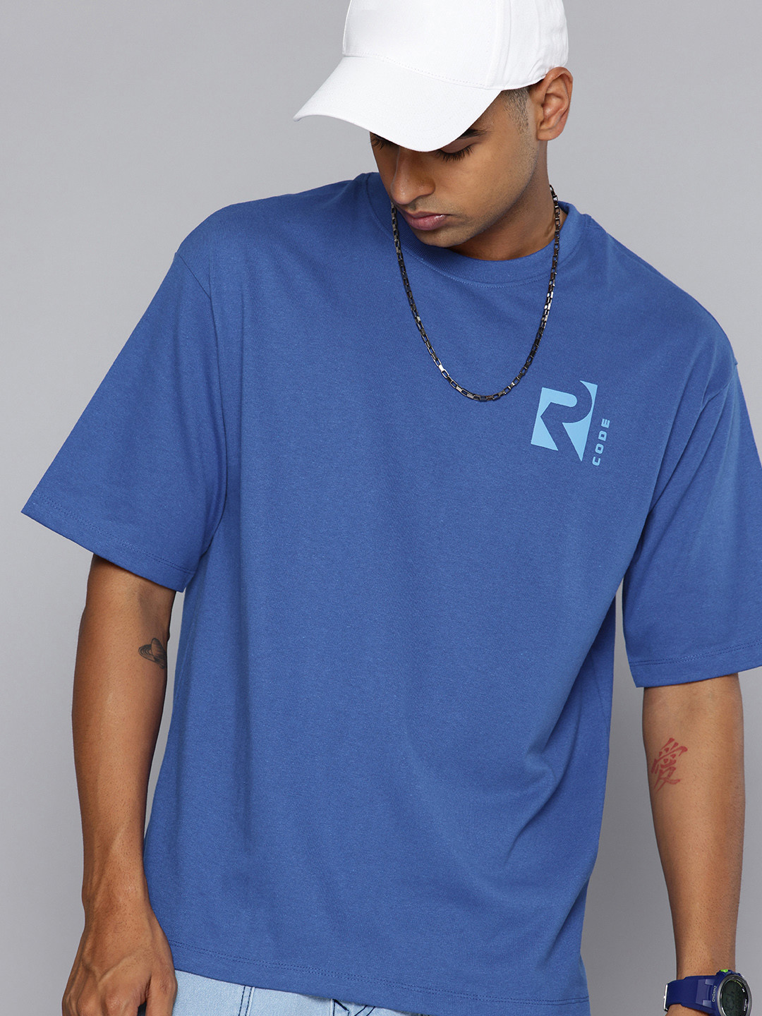 R.Code by The Roadster Life Co. Drop-Shoulder Sleeves Relaxed Fit T-shirt