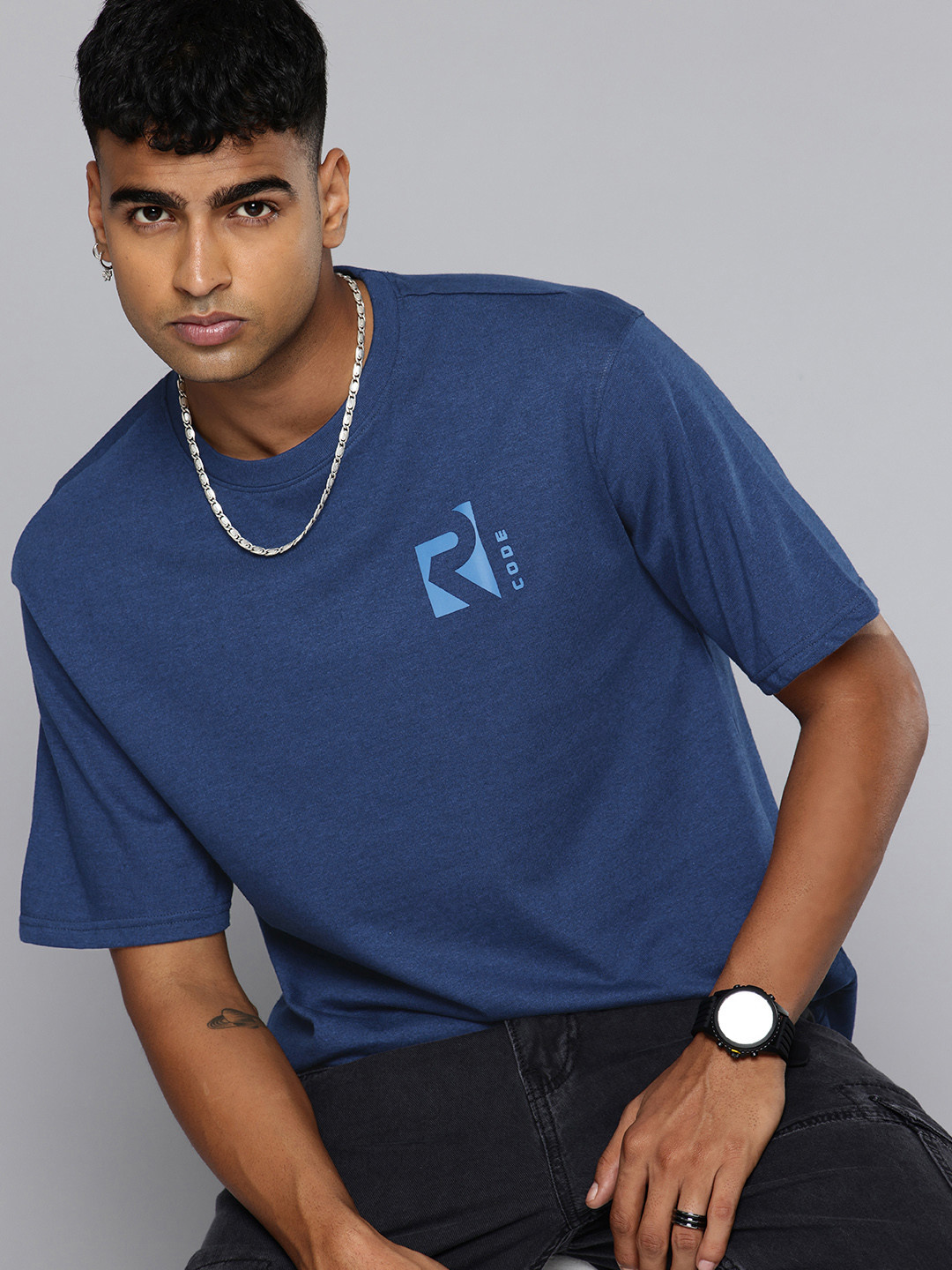 R.Code by The Roadster Life Co. Drop-Shoulder Sleeves Relaxed Fit T-shirt