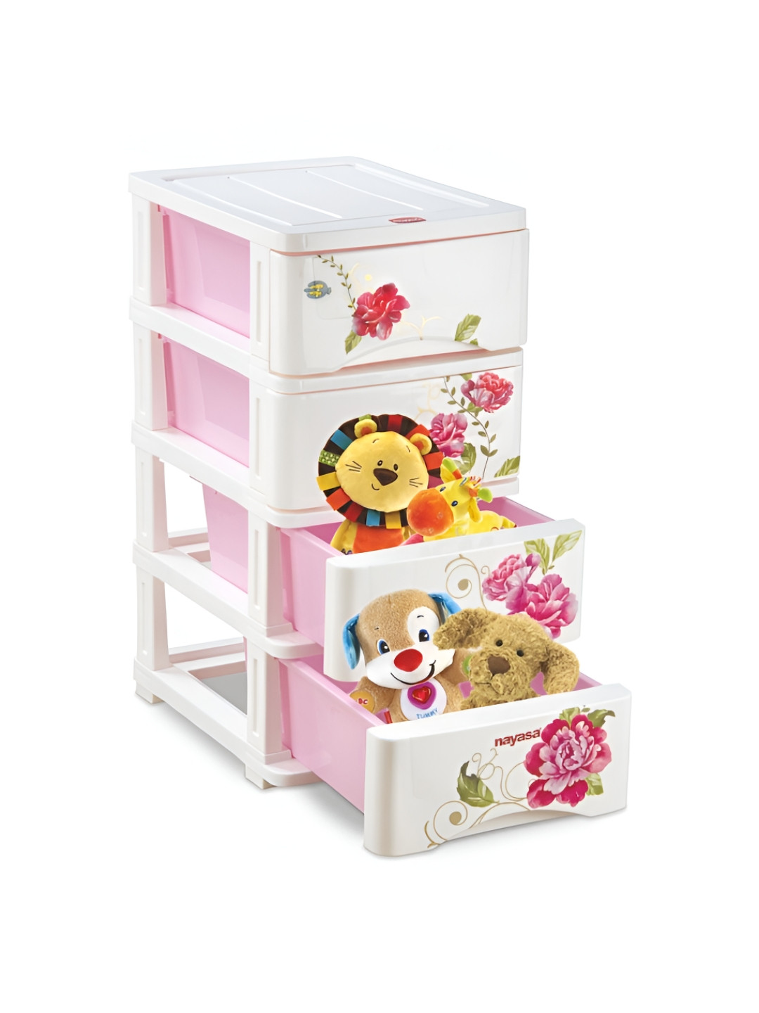 Nayasa Pink Tuckins Deluxe No.24- 4 Drawers Multi-Compartment Storage Organizer