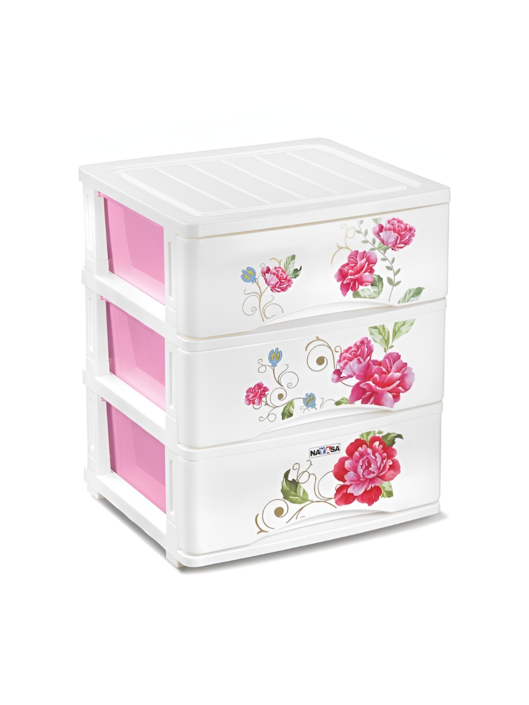 Nayasa Tuckins Deluxe Pink 3 Drawers Multi-Compartment Storage Organizer