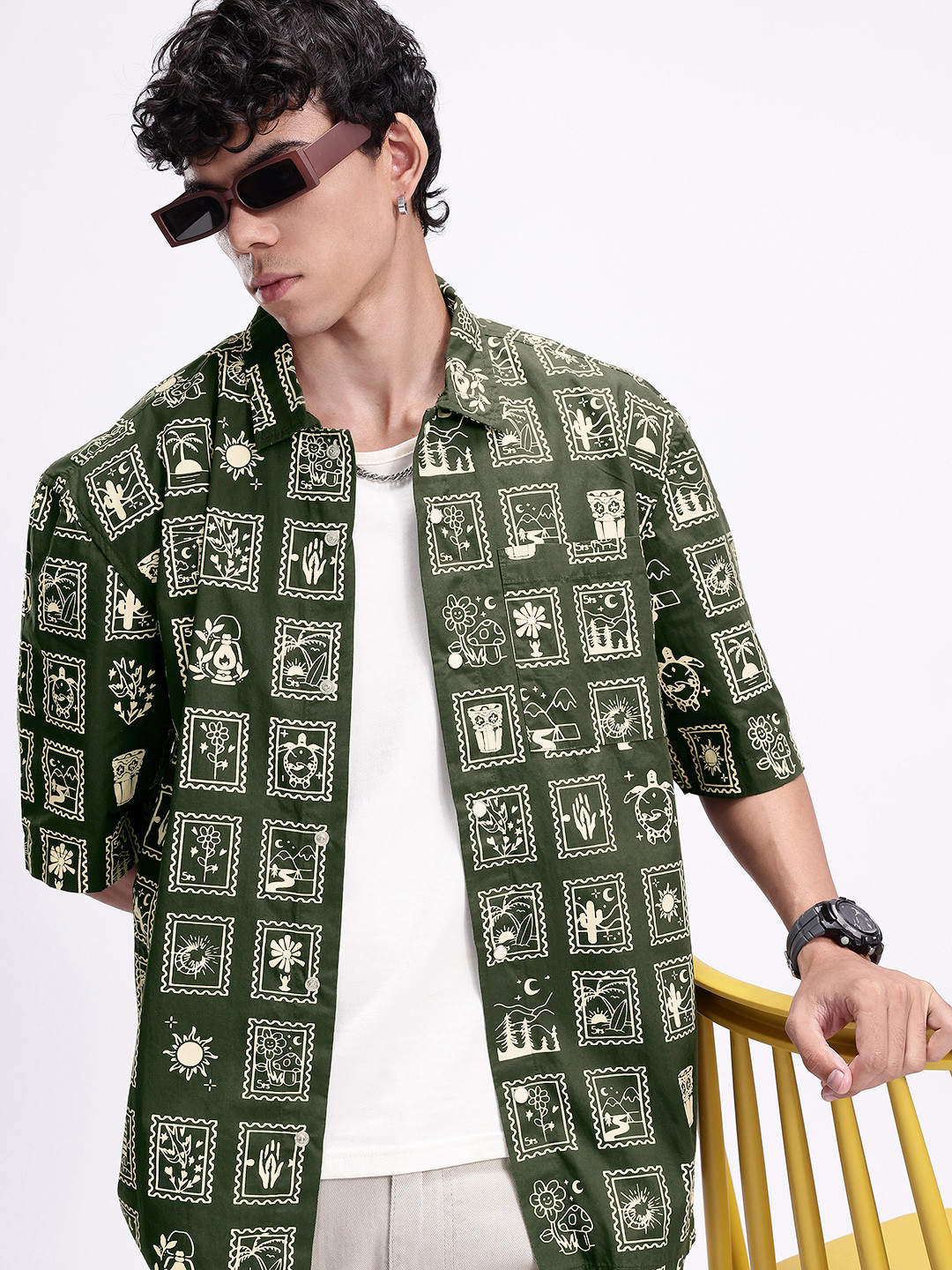Kook N Keech Oversized Fit Graphic Printed Pure Cotton Casual Shirt