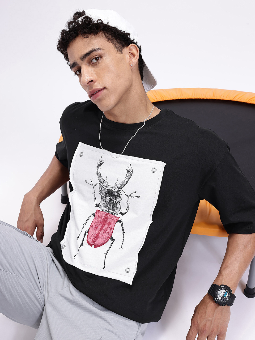 Kook N Keech Oversized Patch Graphic Print Pure Cotton T-shirt