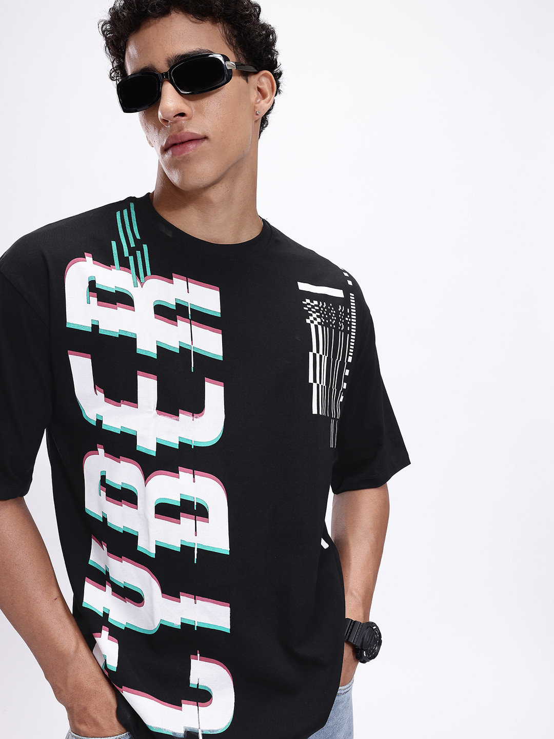 Kook N Keech Typography Print Drop-Shoulder Sleeves Pure Cotton Oversized T-shirt