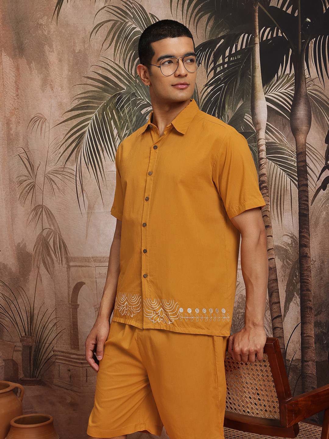 Sangria Pure Cotton Embroidered Hem Co-Ords