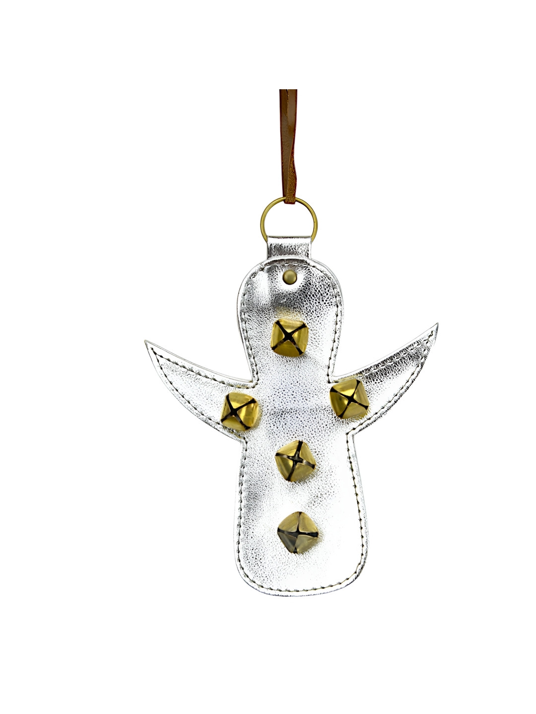 Hind Decor Silver-Toned & Gold-Toned Iron Hanging Christmas Angel With Bells