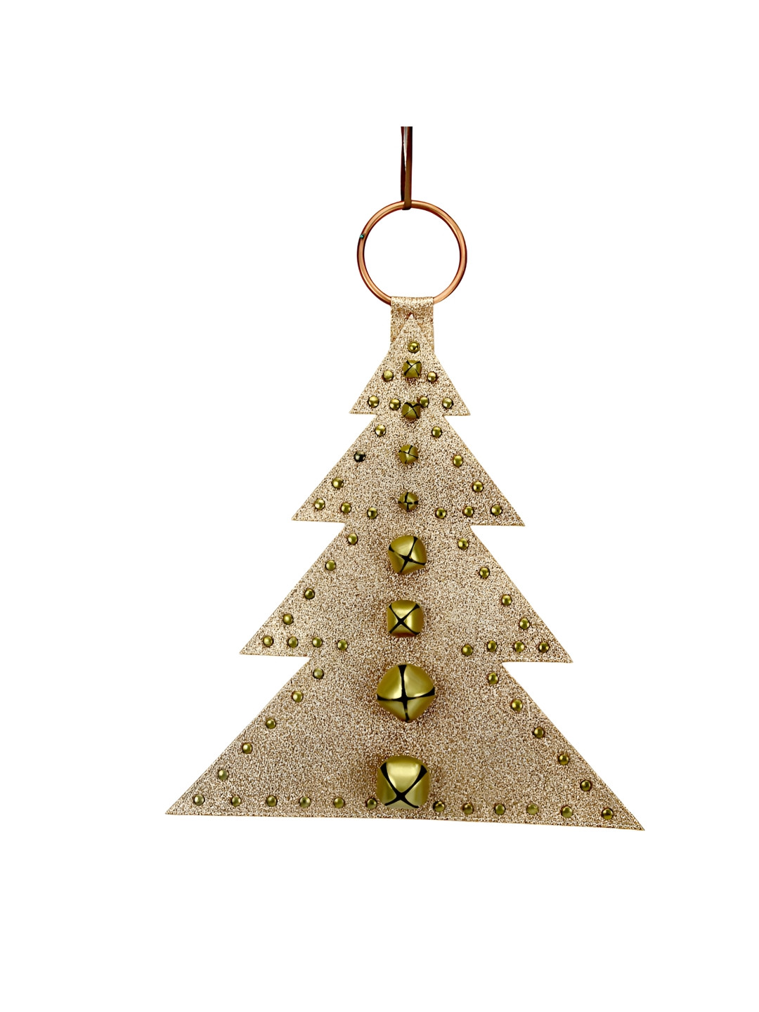 Hind Decor Gold-Toned Textured Christmas Tree with Bells