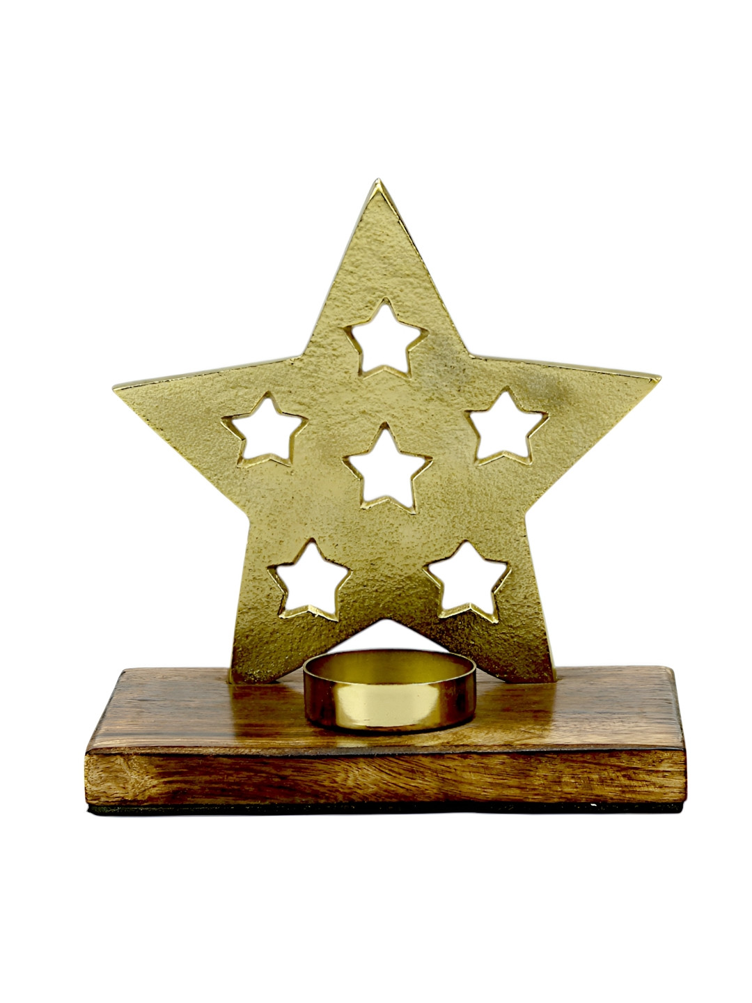 Hind Decor Gold Toned Christmas Star Candle Holder