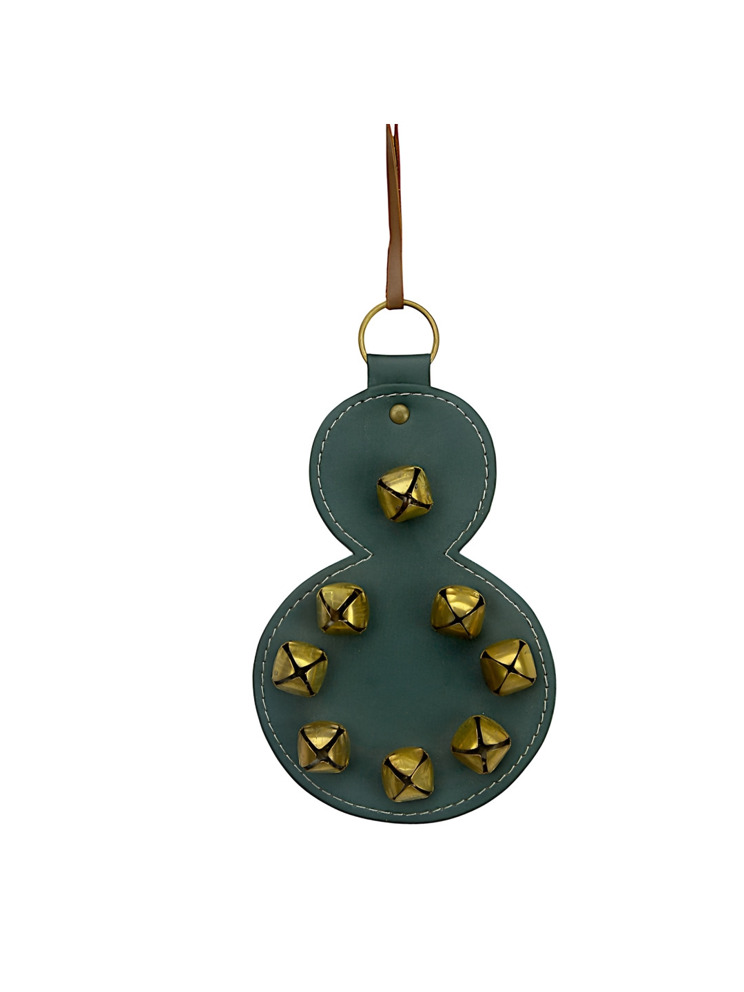 Hind Decor Dark Green Iron Handcrafted Hanging Christmas Snowman With Bells