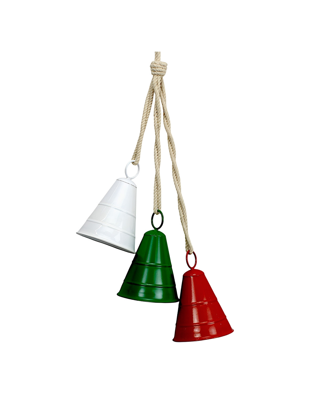 Hind Decor Red & White Metallic Hanging 3 Christmas Bells Festive Holiday Decor