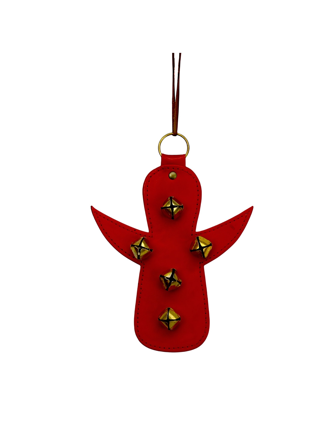 Hind Decor Red & Gold Toned Hanging Christmas Angel With Bells