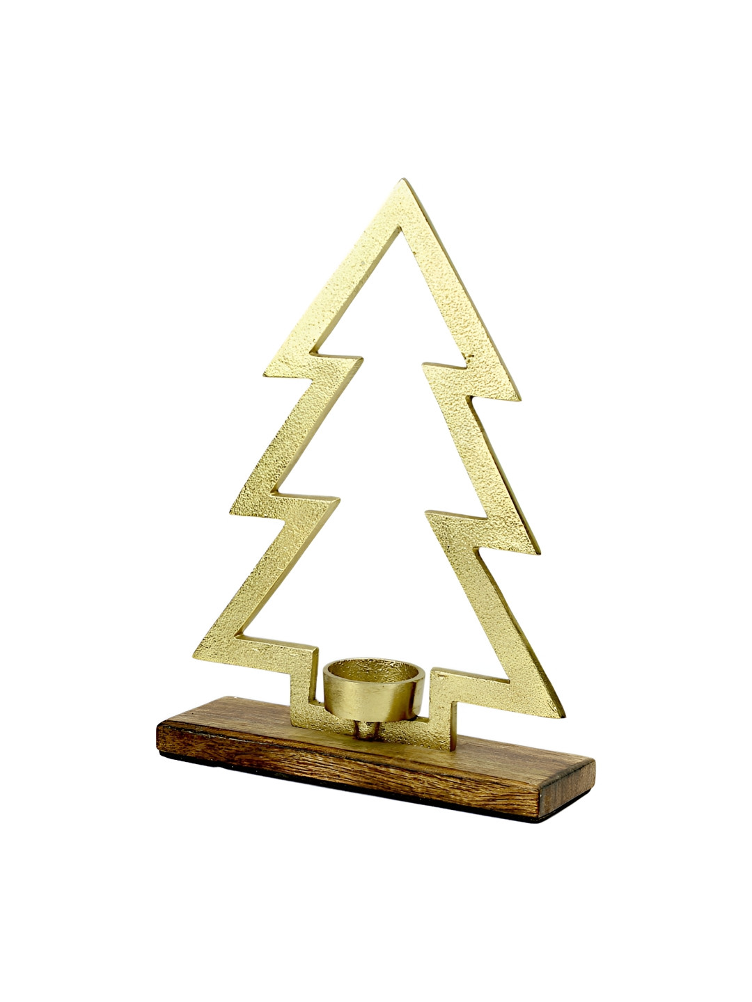 Hind Decor Gold Toned Christmas Tree-Shaped Candle Holder