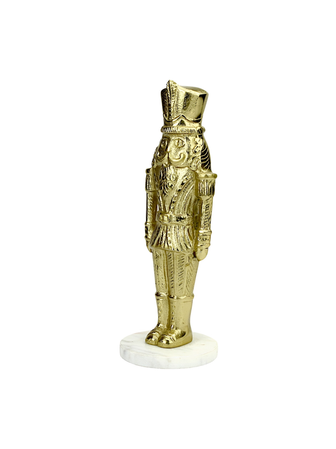 Hind Decor Gold Toned Christmas Soldier Nutcracker On Marble Base