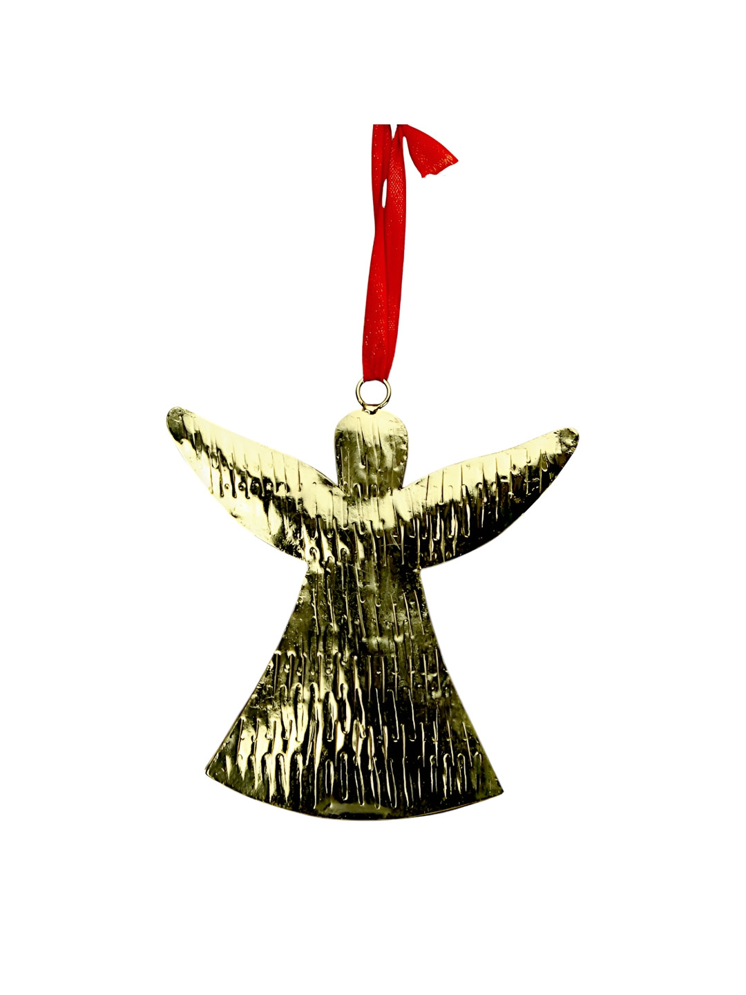 Hind Decor Gold-Toned Textured Metal Hanging Christmas Angel