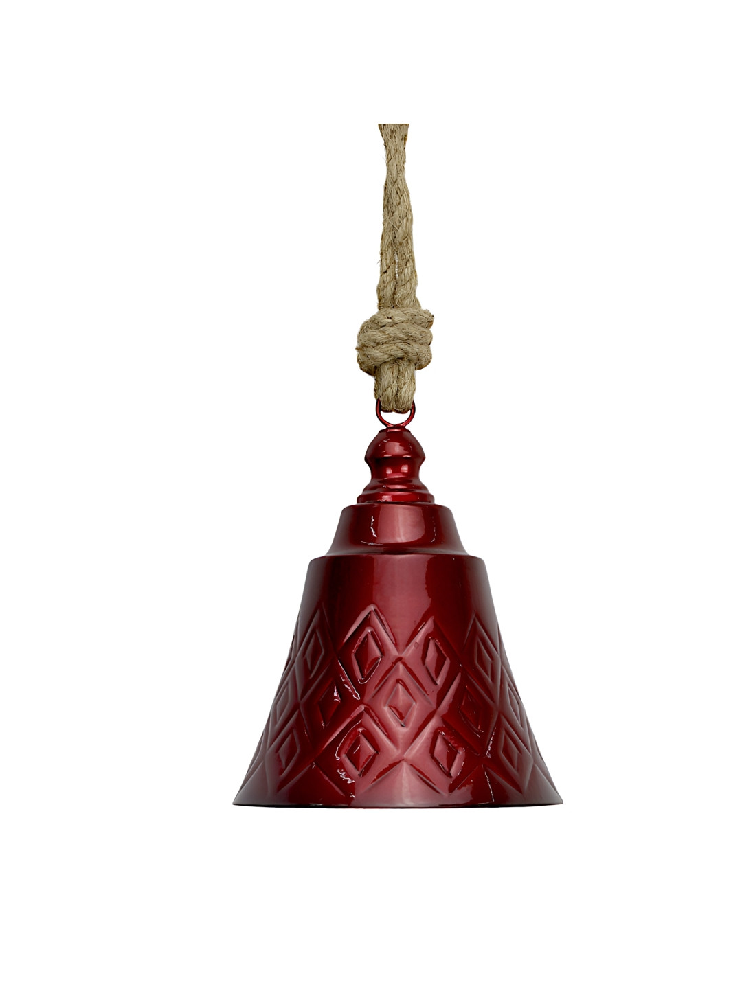 Hind Decor Red and Beige Metallic Textured Christmas Bell