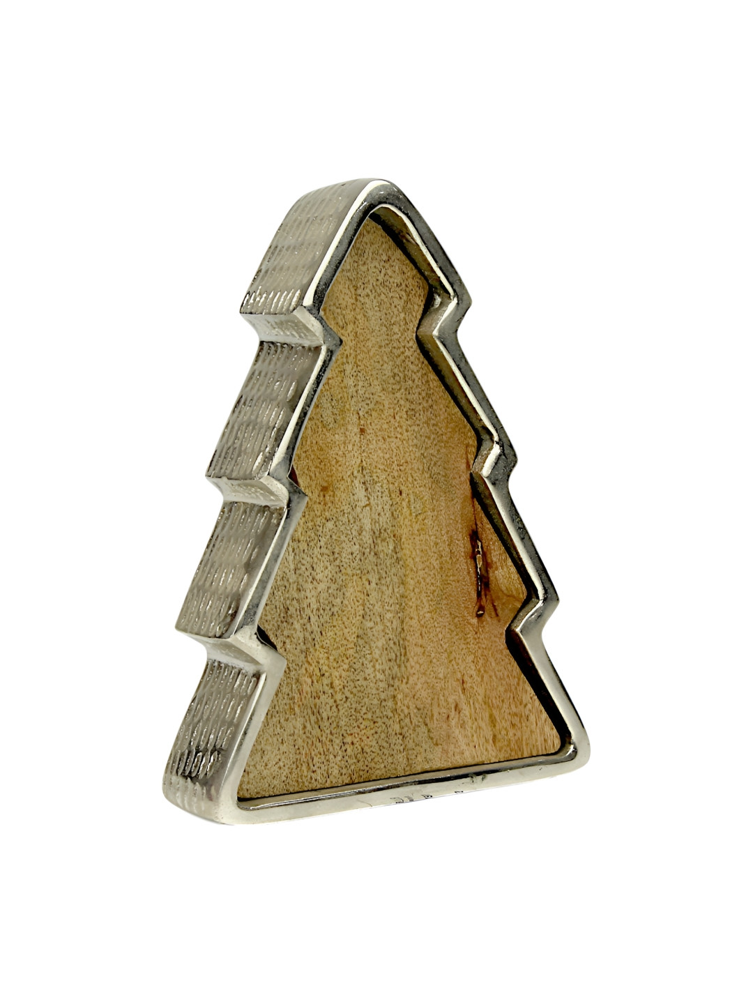 Hind Decor Christmas Tree Silver Metal Metallic Prayer Room Hand-Crafted Medium Showpiece - 1.6 Inches