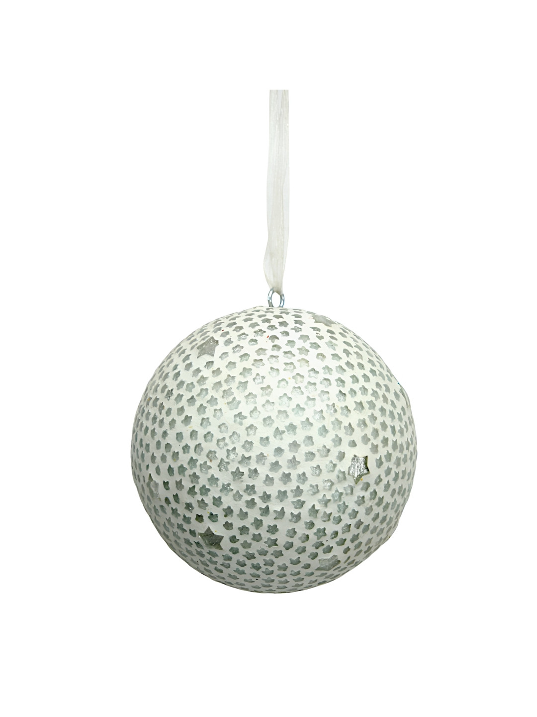Hind Decor White Metallic Hanging Christmas Ball