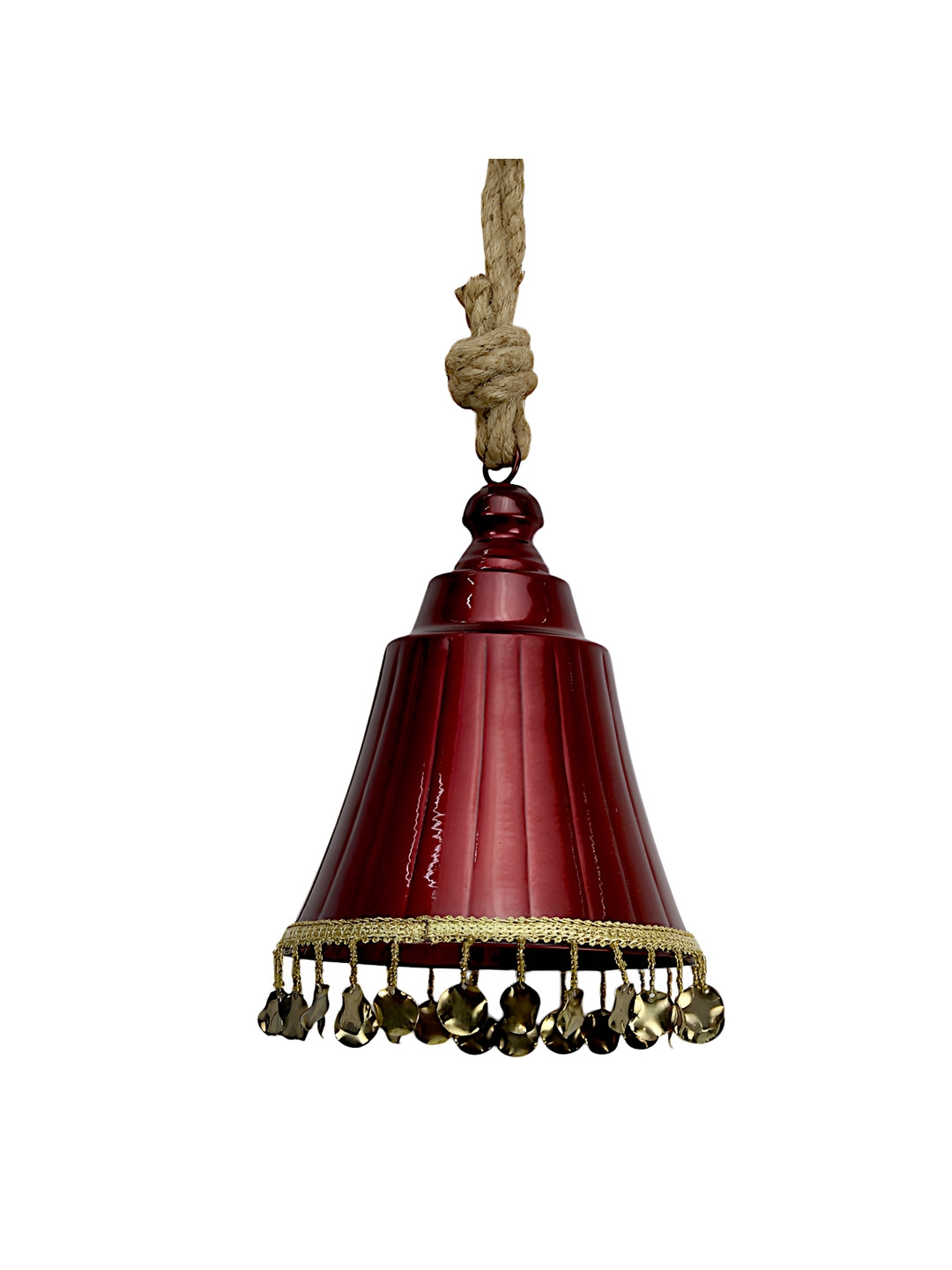 Hind Decor Red & Gold Toned Textured Hanging Christmas Bells
