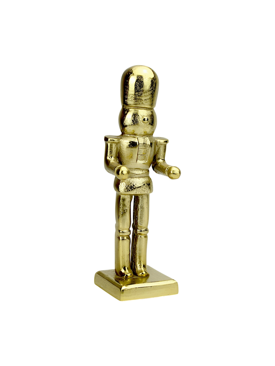 Hind Decor Christmas Soldier Nutcracker Gold Aluminium Metallic Living Room Medium Showpiece - 13.4 Inches