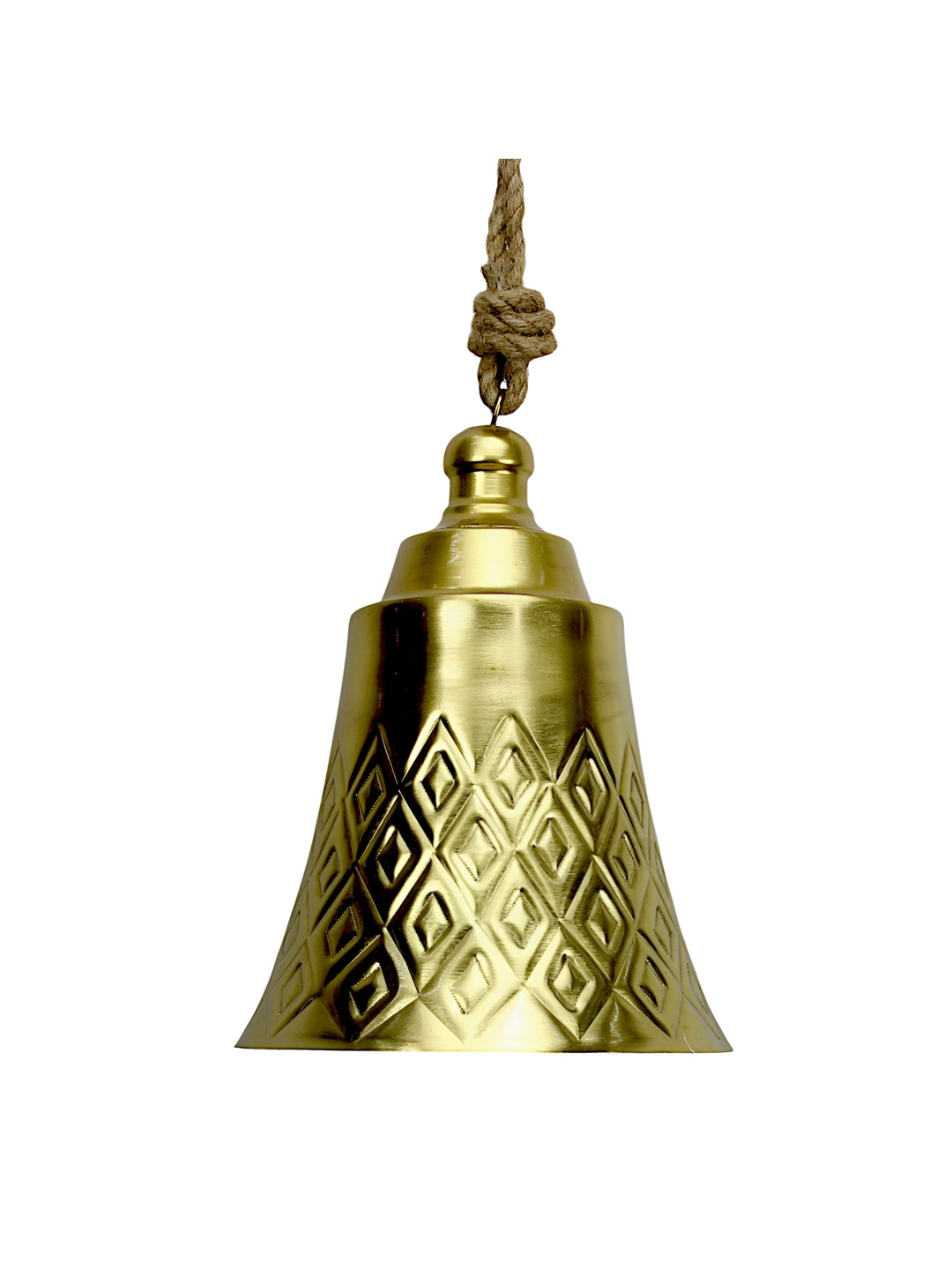 Hind Decor Gold-Toned Textured Metal Hanging Christmas Bell