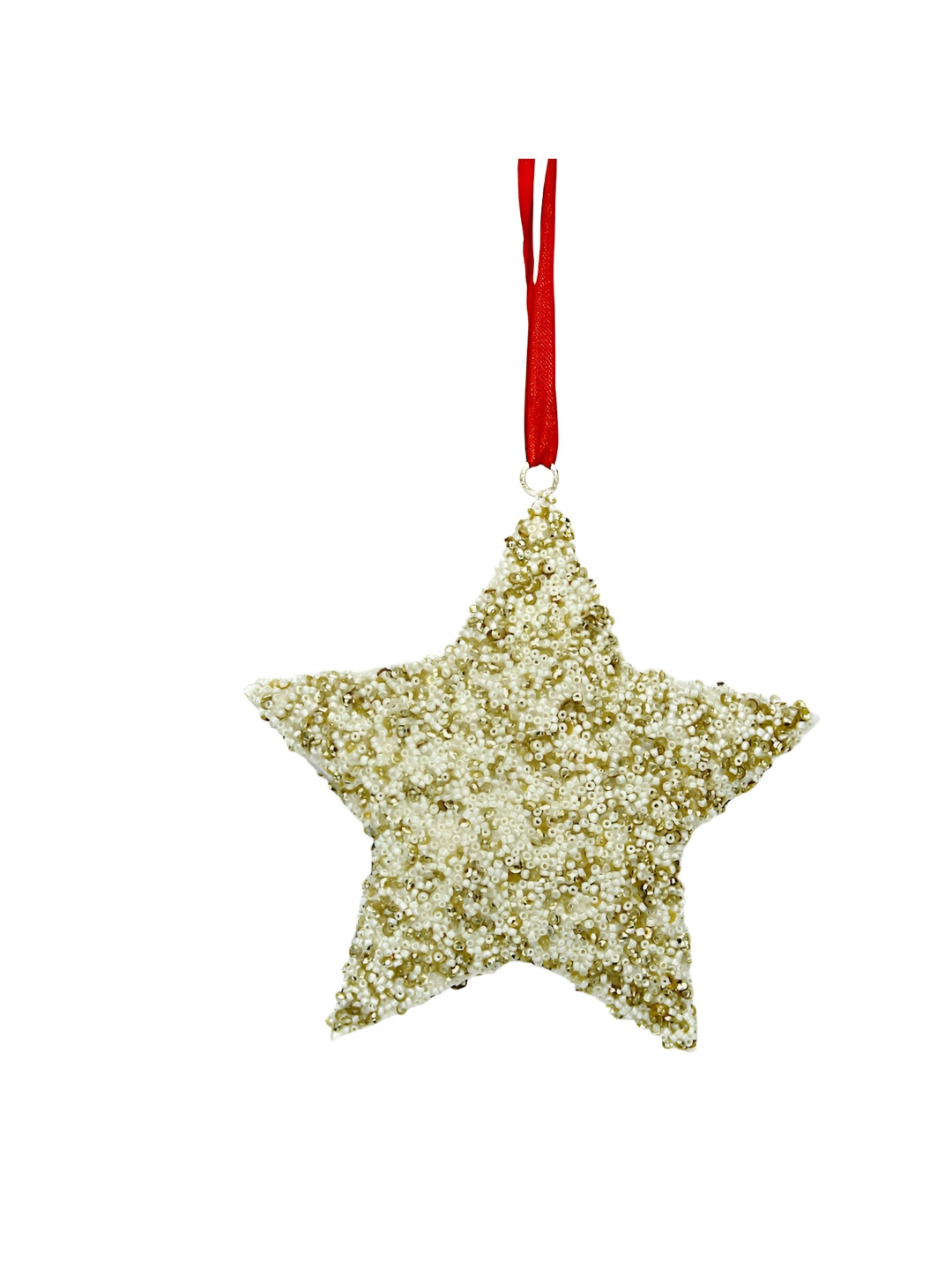 Hind Decor White Glittered Metallic Hanging Christmas Star