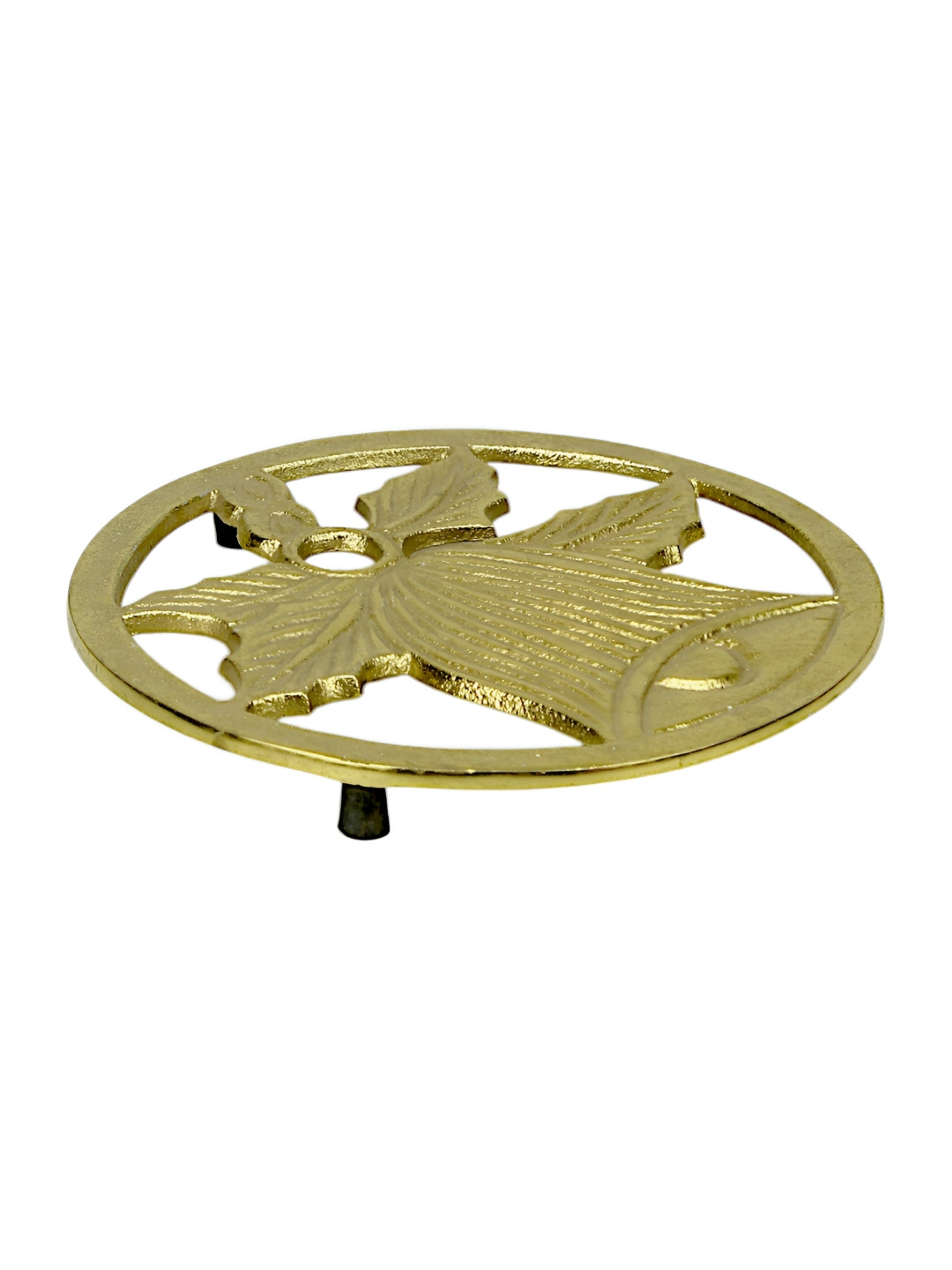 Hind Decor Gold-Toned Textured Aluminium Glossy Christmas Bell Design Tray