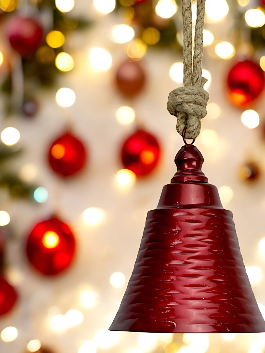 Hind Decor Red Metallic Christmas Bell