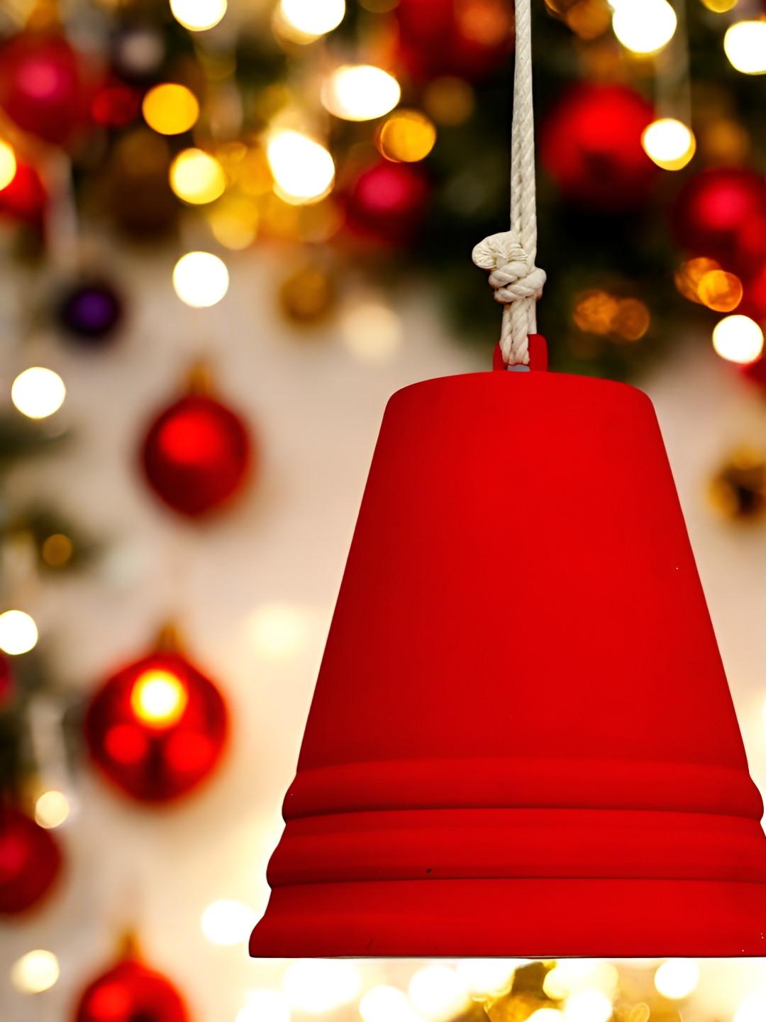 Hind Decor Red Metallic Hanging Bell Festive Decor