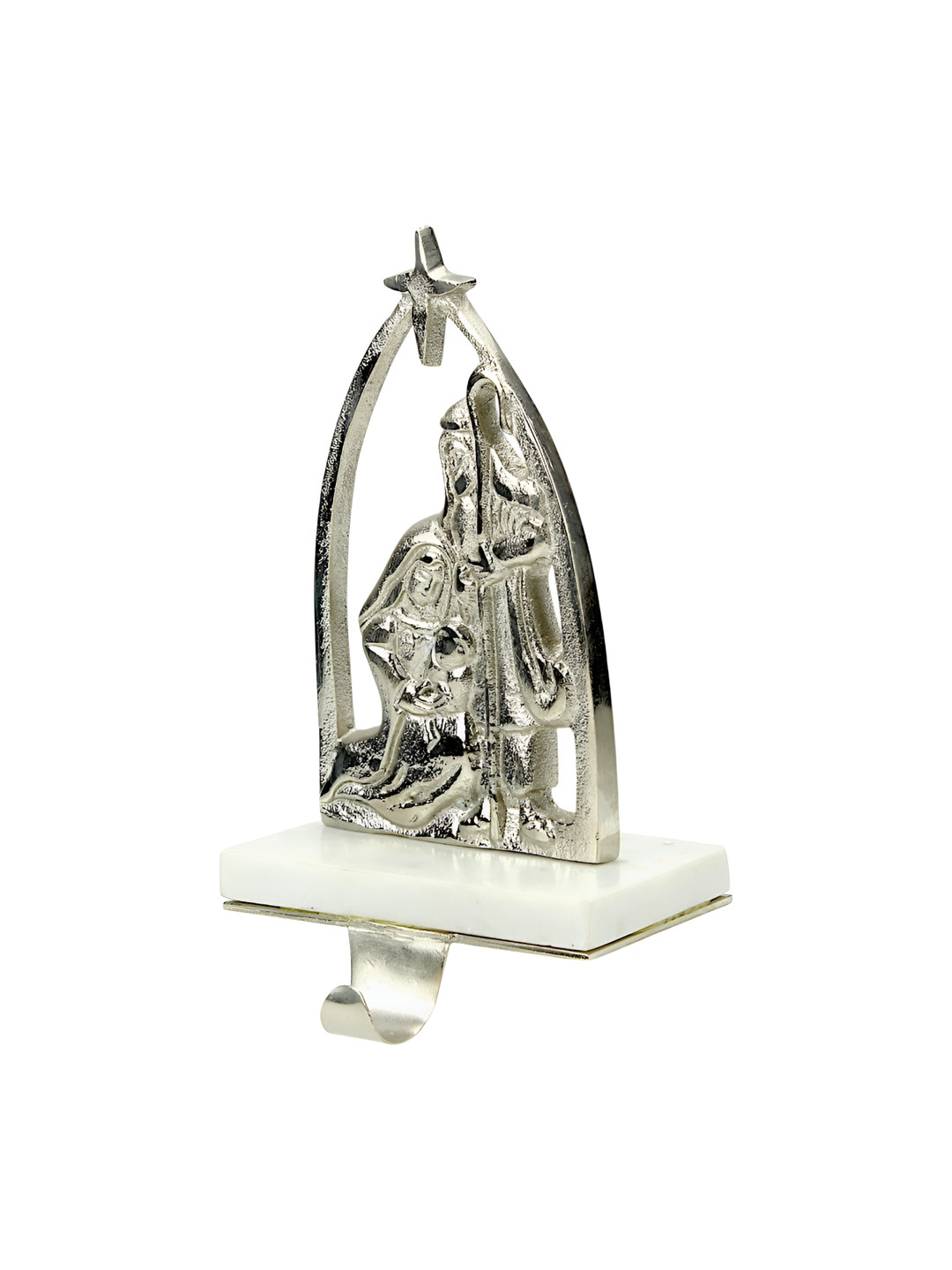 Hind Decor Silver Toned Christmas Snowman on Marble Base Stocking Holder