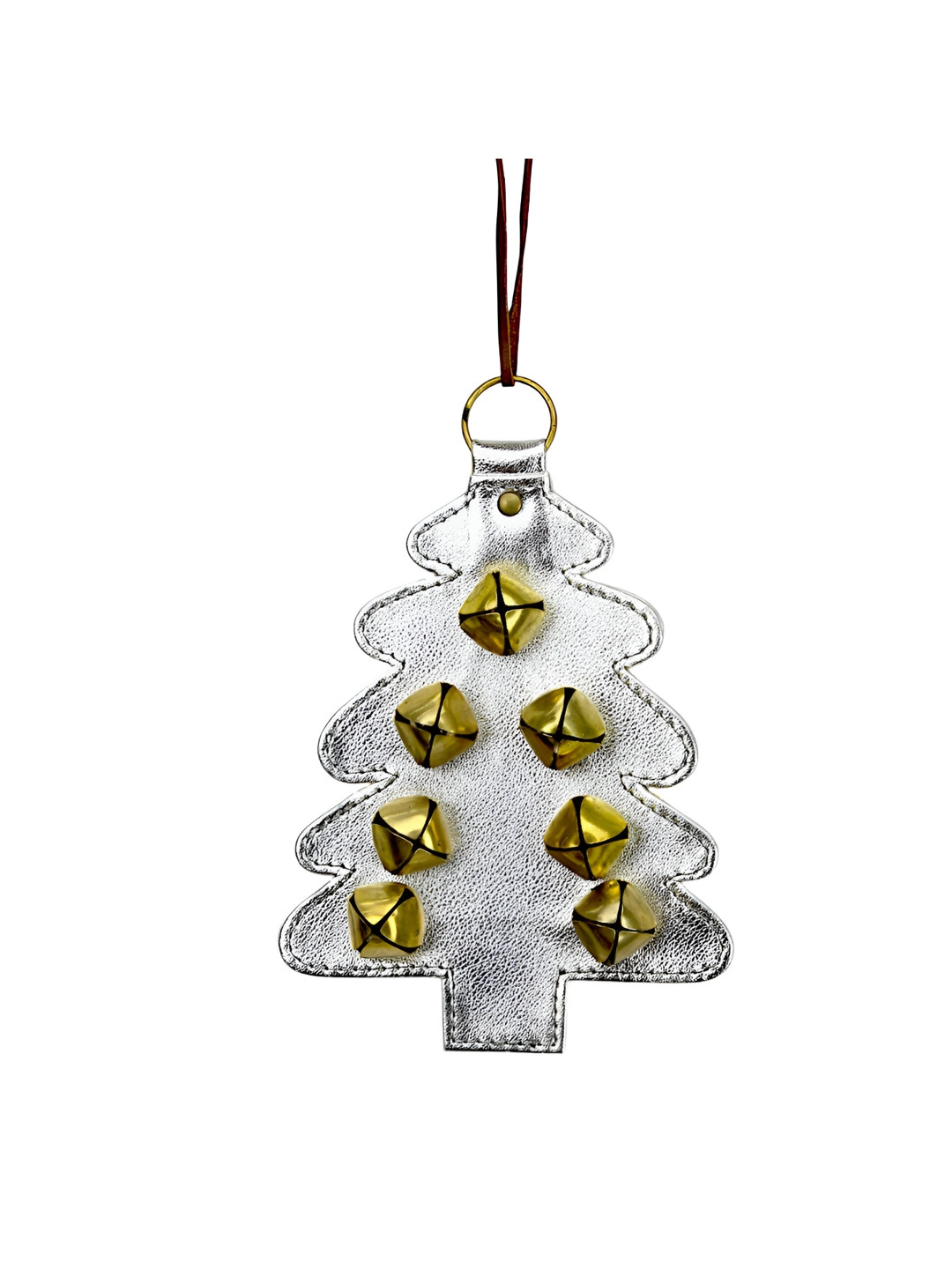 Hind Decor Silver-Toned Hanging Christmas Tree With Bell Festive Decor