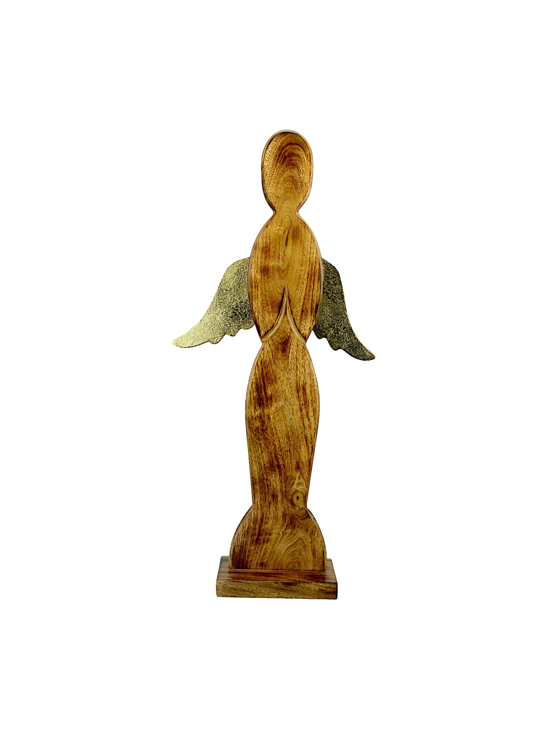 Hind Decor Angel with Wings Gold Wood Natural Living Room Hand-Crafted Small Showpiece - 26.8 Inches